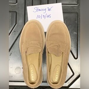 Patina Tan Suede Loafers